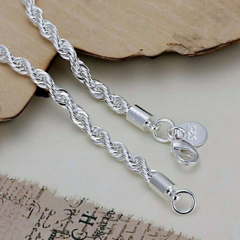 Sterling Silver bracelet Twist Rope Bracelet Chain New - Picture 8 of 14